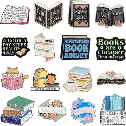 16 Pcs Book Pins Cute Cartoon Bookish Pins Ideal Gifts for Book Lovers Readers Teacher Student in Kuwait