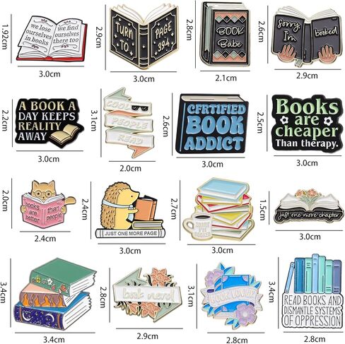 16 Pcs Book Pins Cute Cartoon Bookish Pins Ideal Gifts for Book Lovers Readers Teacher Student in Kuwait