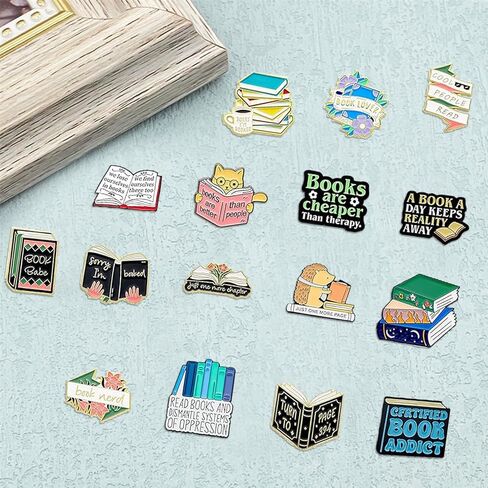 16 Pcs Book Pins Cute Cartoon Bookish Pins Ideal Gifts for Book Lovers Readers Teacher Student in Kuwait