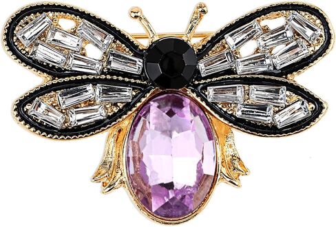 Bee Brooch Pins for Women, Honey Bee Rhinestone Brooch Pin Vintage Crystal Insect Themed Lapel Pin Stylish Jewelry Accessories for Men Women Party Dating Daily (Purple) in Saudi Arabia