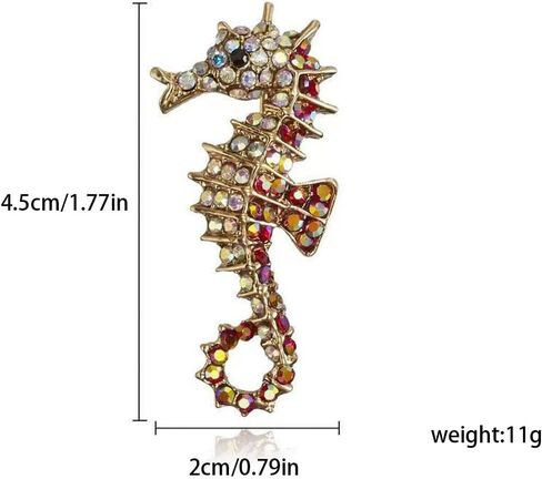 6-Piece Sparkling Rhinestone Seahorse Brooch Set Fashionable and Adorable Lapel Pin Marine Animal Brooch Badge Children's and Women's Jewelry Gift in Saudi Arabia