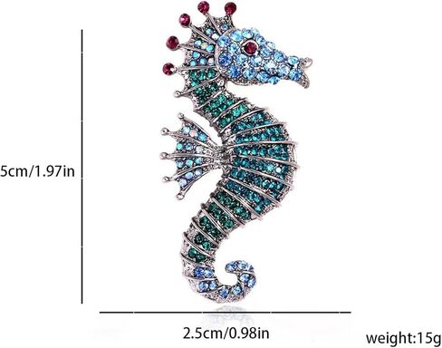6-Piece Sparkling Rhinestone Seahorse Brooch Set Fashionable and Adorable Lapel Pin Marine Animal Brooch Badge Children's and Women's Jewelry Gift in Saudi Arabia