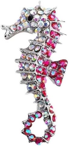 6-Piece Sparkling Rhinestone Seahorse Brooch Set Fashionable and Adorable Lapel Pin Marine Animal Brooch Badge Children's and Women's Jewelry Gift in Saudi Arabia