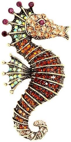 6-Piece Sparkling Rhinestone Seahorse Brooch Set Fashionable and Adorable Lapel Pin Marine Animal Brooch Badge Children's and Women's Jewelry Gift in Saudi Arabia
