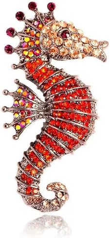 6-Piece Sparkling Rhinestone Seahorse Brooch Set Fashionable and Adorable Lapel Pin Marine Animal Brooch Badge Children's and Women's Jewelry Gift in Saudi Arabia