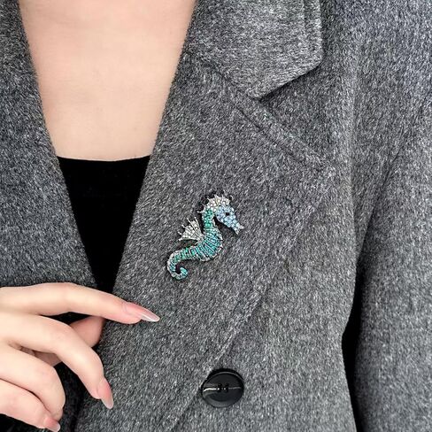 6-Piece Sparkling Rhinestone Seahorse Brooch Set Fashionable and Adorable Lapel Pin Marine Animal Brooch Badge Children's and Women's Jewelry Gift in Saudi Arabia