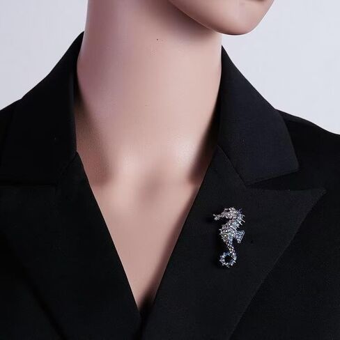 6-Piece Sparkling Rhinestone Seahorse Brooch Set Fashionable and Adorable Lapel Pin Marine Animal Brooch Badge Children's and Women's Jewelry Gift in Saudi Arabia