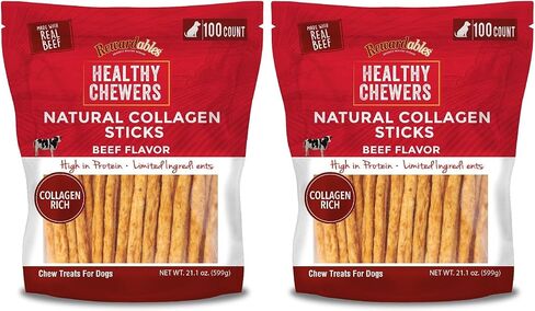 | Healthy Chewers | Natural Collagen and Beef Sticks for Dogs | 100 Count | High Protein and Limited Ingredient Dog Chews in Saudi Arabia