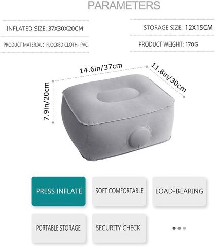 Car Foot Rest Pillow Leg Support Pad Cushion Inflatable Portable Under Seat Foot Rest for Kids Road Travel Rear Front Passager Seat Airplane Flying Long Air Plane Flight Train Traveling Truck in Kuwait