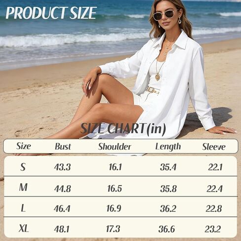 Women Oversized Button Down Shirt Dress Long Sleeve Solid Blouse with Side Pockets Casual Tunic Top in Saudi Arabia