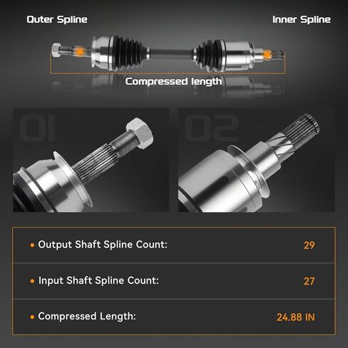 Front Left or Right CV Axle Shaft Assembly Compatible with Nissan Frontier 2005-2020, Pathfinder 2005-2012, Xterra 2005-2015, Suzuki Equator 2009-2012 4WD, Driver or Passenger Side 66-6239 in Saudi Arabia