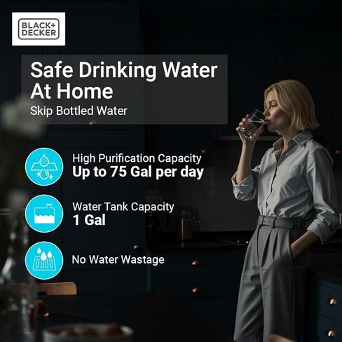 BLACK+DECKER Countertop RO+UV Water Filter | Hot and Ambient Water | 5-Stage Filtration System with Remineralization | IAPMO Tested and NSF Certified | No Installation Required | Portable water Filter in Kuwait