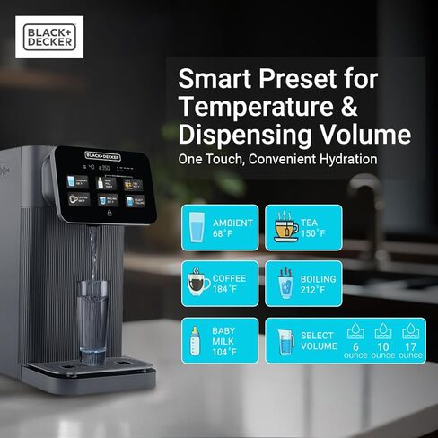 BLACK+DECKER Countertop RO+UV Water Filter | Hot and Ambient Water | 5-Stage Filtration System with Remineralization | IAPMO Tested and NSF Certified | No Installation Required | Portable water Filter in Kuwait