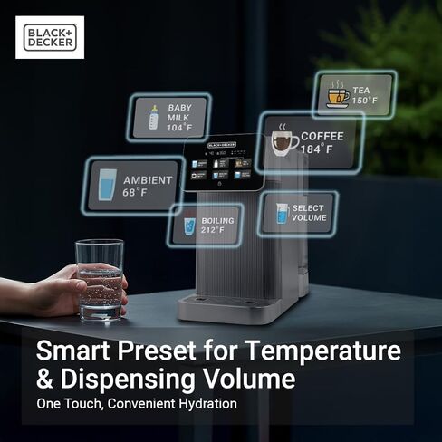 BLACK+DECKER Countertop RO+UV Water Filter | Hot and Ambient Water | 5-Stage Filtration System with Remineralization | IAPMO Tested and NSF Certified | No Installation Required | Portable water Filter in Kuwait