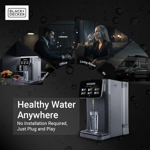 BLACK+DECKER Countertop RO+UV Water Filter | Hot and Ambient Water | 5-Stage Filtration System with Remineralization | IAPMO Tested and NSF Certified | No Installation Required | Portable water Filter in Kuwait