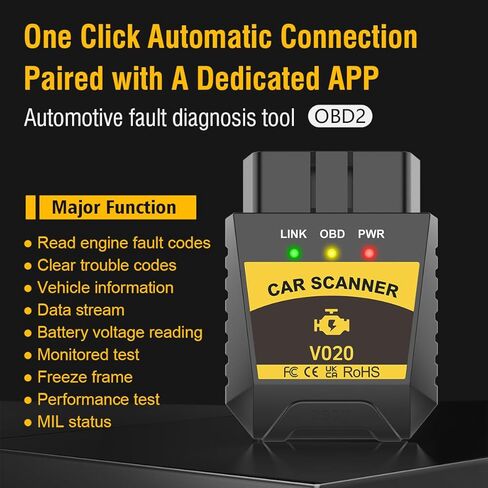 Mini OBDII Car Scanner,Car Wireless Check Engine Light Code Reader,for Performance Test,Clear Error Code & Live Data Reset,for iPhone iOS Android,Compatible with 1996+ OBDII Vehicles in Saudi Arabia