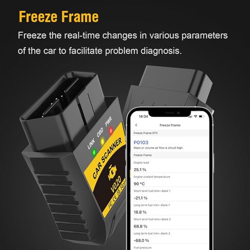 Mini OBDII Car Scanner,Car Wireless Check Engine Light Code Reader,for Performance Test,Clear Error Code & Live Data Reset,for iPhone iOS Android,Compatible with 1996+ OBDII Vehicles in Saudi Arabia