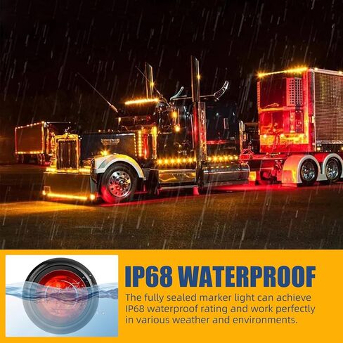 مصباح LED صغير دائري فائق السطوع 3/4 بوصة، IP68 مقاوم للماء، 12 فولت تيار مستمر - يستخدم للشاحنات والمقطورات وRVs والحافلات والشاحنات الصغيرة والسفن (12 حزمة، 6 أحمر/6 أصفر) in Kuwait