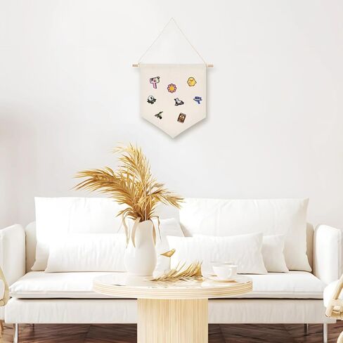 6 Pcs Blank Canvas Banners with Wooden Dowel, 11.8 x 10.83 in Enamel Pin Wall Display Banners, Wall Decorative Hanging Flags, Display Banner for Display Badge, Buttons, Lapel in Kuwait