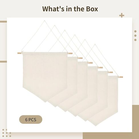 6 Pcs Blank Canvas Banners with Wooden Dowel, 11.8 x 10.83 in Enamel Pin Wall Display Banners, Wall Decorative Hanging Flags, Display Banner for Display Badge, Buttons, Lapel in Kuwait