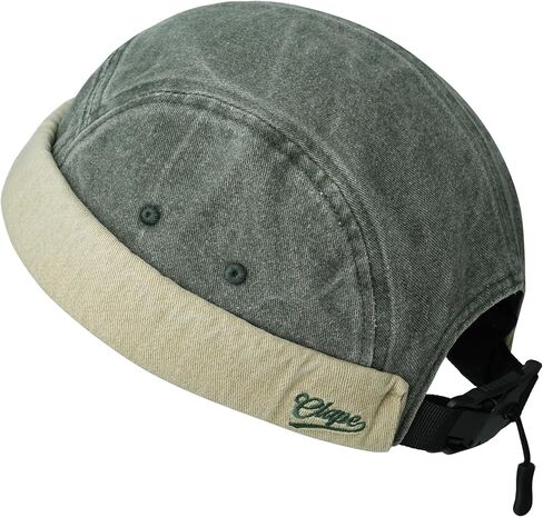 CLAPE Cotton Brimless Hat for Men, Vintage Docker Cap Rolled Cuff Harbour Hat, Soft Lightweight Skull Cap Adjustable Fit in Saudi Arabia