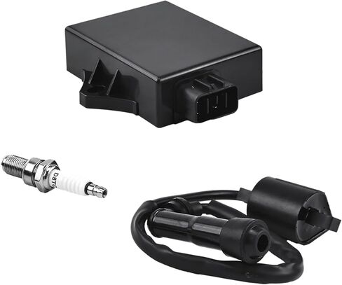 Ignition Coil, CDI Box & Spark Plug Kit Compatible with Yamaha Bear Tracker 250 YFM250X 2001-2004 – Replaces 4XE-85540-00-00, 8-Pin CDI Module in Kuwait