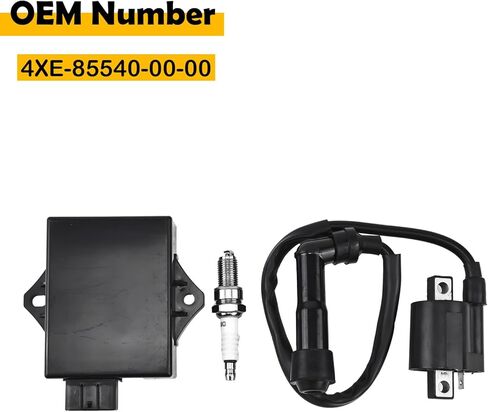 Ignition Coil, CDI Box & Spark Plug Kit Compatible with Yamaha Bear Tracker 250 YFM250X 2001-2004 – Replaces 4XE-85540-00-00, 8-Pin CDI Module in Kuwait