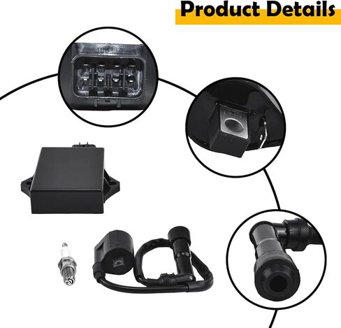 Ignition Coil, CDI Box & Spark Plug Kit Compatible with Yamaha Bear Tracker 250 YFM250X 2001-2004 – Replaces 4XE-85540-00-00, 8-Pin CDI Module in Kuwait
