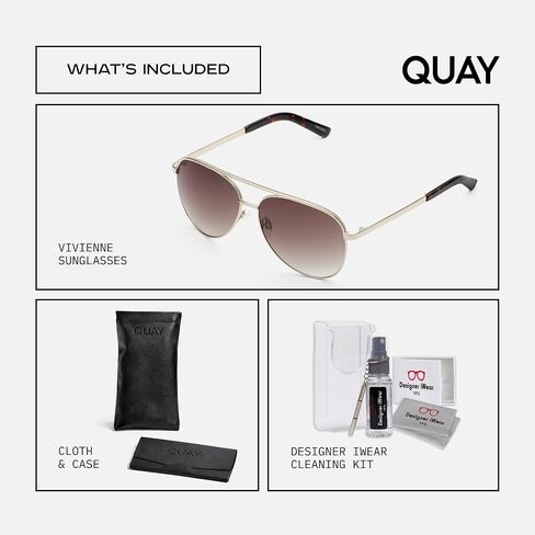 نظارة شمسية أفياتور كبيرة الحجم للنساء من QUAY + حزمة مع مجموعة إكسسوارات للنظارات in Kuwait