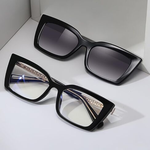 Square Frame Sunglasses Polarized Clip On Tr90 Magnetic Cat Eye Women Driving Sun Glasses Uv400 Acetate Temple in Saudi Arabia