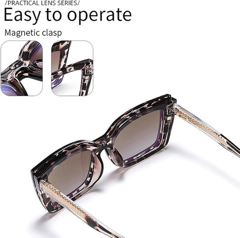 Square Frame Sunglasses Polarized Clip On Tr90 Magnetic Cat Eye Women Driving Sun Glasses Uv400 Acetate Temple in Saudi Arabia