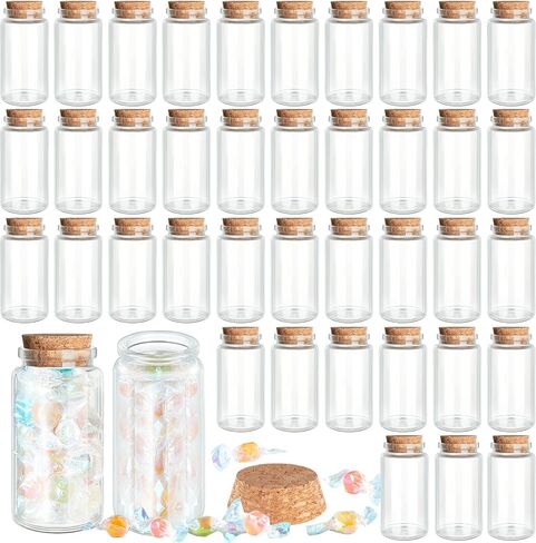 12 Pack Small Glass Cork Bottles, 100 ml/ 3.4 oz, Small Glass Jars Spell Jars Clear Potion Bottles Mini Glass Bottles with Cork Bottle Bright DIY Sand Water Message Decorative Jar Party Favors in Saudi Arabia