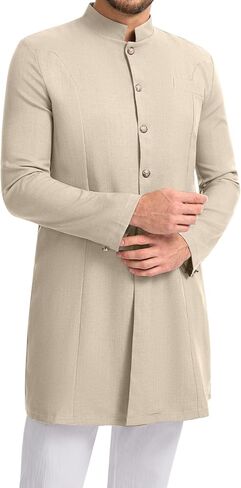 YAOHUOLE Mens Kurta Coats Indian Ethnic Royal Suits Jubba Thobe for Men in Kuwait