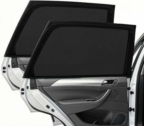 قطعتان من ظلال نوافذ السيارة - عبوتان من ظلال الشمس لنافذة السيارة، نافذة جانبية خلفية من الشمس للحماية من الأشعة فوق البنفسجية وأغطية نوافذ للأطفال/التخييم قابلة للتنفس (28 بوصة × 43 بوصة) in Kuwait