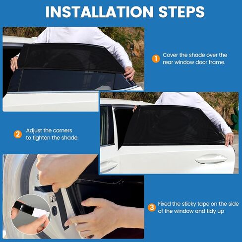 قطعتان من ظلال نوافذ السيارة - عبوتان من ظلال الشمس لنافذة السيارة، نافذة جانبية خلفية من الشمس للحماية من الأشعة فوق البنفسجية وأغطية نوافذ للأطفال/التخييم قابلة للتنفس (28 بوصة × 43 بوصة) in Kuwait
