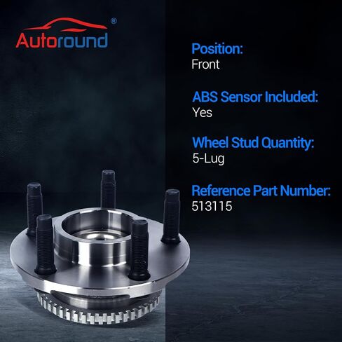 Autoround 513115 محمل العجلة الأمامية ومجموعة المحور مناسب لـ 1994-2004 Ford Mustang، 5 العروات مع ABS in Saudi Arabia