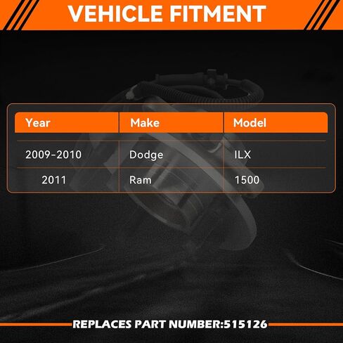 GAHA 515126 Front Wheel Hub and Bearing Compatible for Ram 1500 2011/Dodge Ram 1500 2009 2010; 5 Lugs w/ABS Wheel Bearing and Hub 2PCS in Kuwait