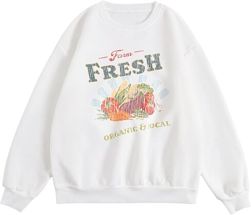 Women's Crewneck Graphic Sweatshirts Vintage Long Sleeve Casual Pullover Tops in Saudi Arabia