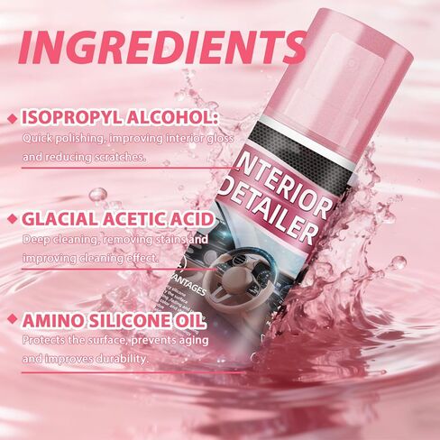 قطعتان من منظف السيارة الداخلي، منظف عميق للتلميع، تفاصيل داخلية كبيرة بسعة 15 أونصة، منظف الإطارات، مناسب لتنظيف الأسطح المطاطية والجلدية داخل السيارة in Kuwait