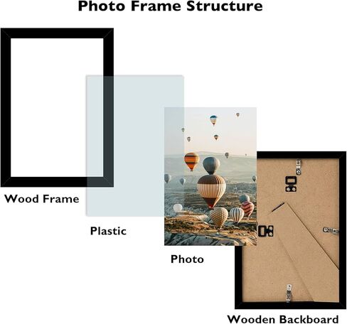 5.5x8.5 Picture Frame Set of 6 for Wall or Tabletop, Wall Mounting Horizontally or Vertically, 5.5 x 8.5 Wall Photo Frame with Shatter Resistant Plexiglass, 6 Pack, Black in Saudi Arabia