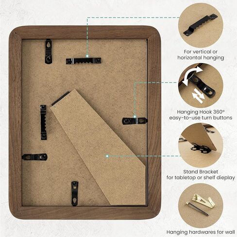 6x8 Picture Frame, Solid Natural Walnut Wood Photo Frame with Tempered Glass, 6x8 Wood Picture Frame with Mat for 5x7 Photos, Curved Rounded Corner 6 by 8 Wooden Frames, Wall or Tabletop Display in Kuwait