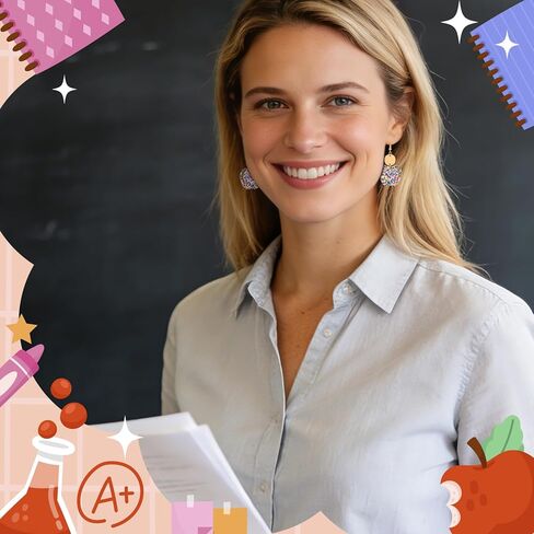 Teacher's Earrings for Women - Cute Pink Apple Earrings for Teacher Appreciation Day Birthday Gifts in Kuwait