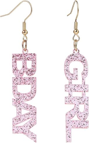Shining BDAY Letter Happy Birthday Resin Earrings for Women Jewelry in Kuwait