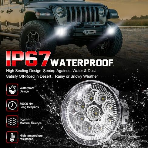 CHUSYYRAY Fog Light Assembly Compatible with Jeep Cherokee Fog Lights Assembly 2014 2015 2016 2017 2018, LED Front Left & Right Bumper Clear Lens Fog Lights, 6000K White Super Bright, Pack of 2 in Kuwait