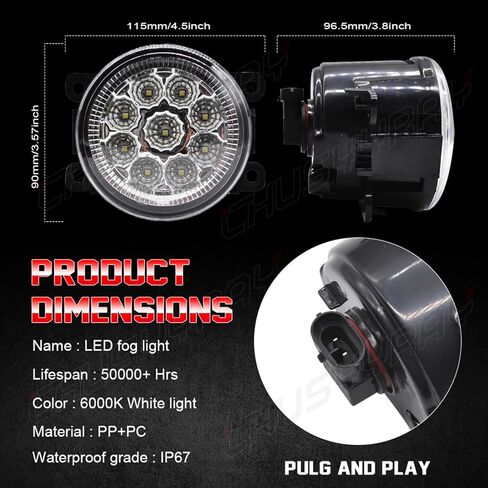 CHUSYYRAY Fog Light Assembly Compatible with Jeep Cherokee Fog Lights Assembly 2014 2015 2016 2017 2018, LED Front Left & Right Bumper Clear Lens Fog Lights, 6000K White Super Bright, Pack of 2 in Kuwait