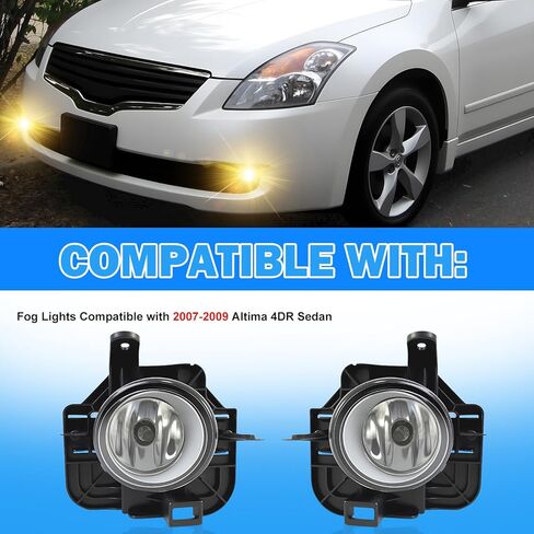 Fog Lights Compatible with 2007-2009 Nissan Altima 4DR Sedan Bumper Driving Fog Lamps Assemblies with Switch and Wiring Harness in Saudi Arabia