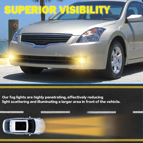 Fog Lights Compatible with 2007-2009 Nissan Altima 4DR Sedan Bumper Driving Fog Lamps Assemblies with Switch and Wiring Harness in Saudi Arabia