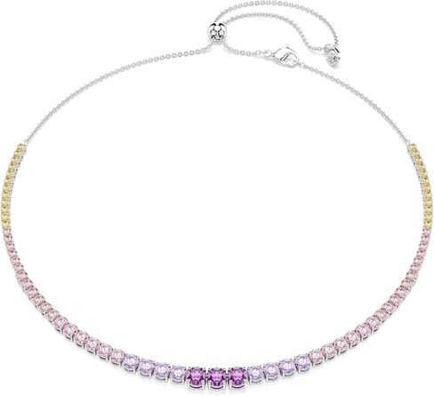 Swarovski Matrix Tennis necklace, Gradient of round cuts, Multicolored, Rhodium plated in Saudi Arabia