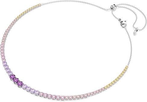 Swarovski Matrix Tennis necklace, Gradient of round cuts, Multicolored, Rhodium plated in Saudi Arabia