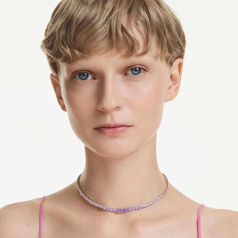 Swarovski Matrix Tennis necklace, Gradient of round cuts, Multicolored, Rhodium plated in Saudi Arabia